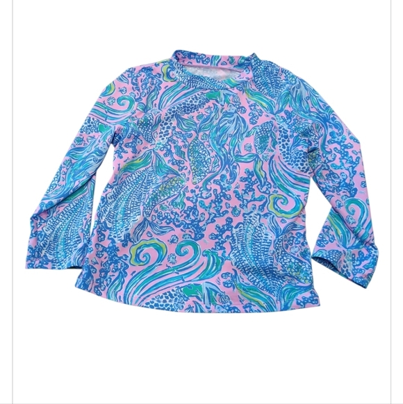 Lilly Pulitzer Other - Lilly Pulitzer Kids Swim Rashguard - Pink and Blue Sz 7